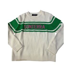 Sonterra Italy Knit Sweater Preppy Varsity Retro Tennis Country Club Stripe Med